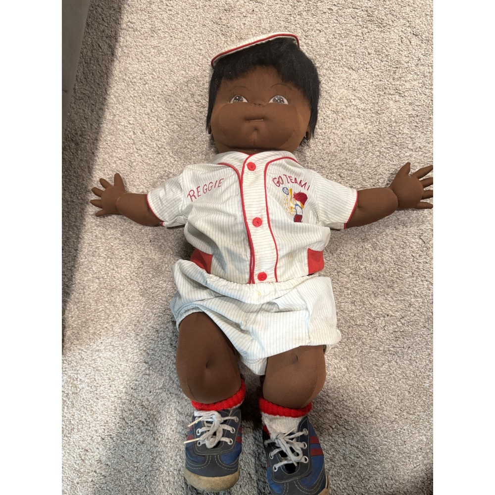 Vintage Reggie Baseball Doll "Go Team" Outfit Red Trim anatomical boy - Picture 3 of 6